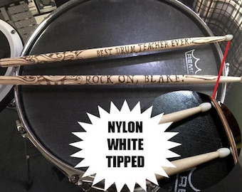 Personalized drumsticks  - nylon5A drumsticks - drummer - customized drumsticks - drummer gift - drumset sticks - cymbals - electric drums