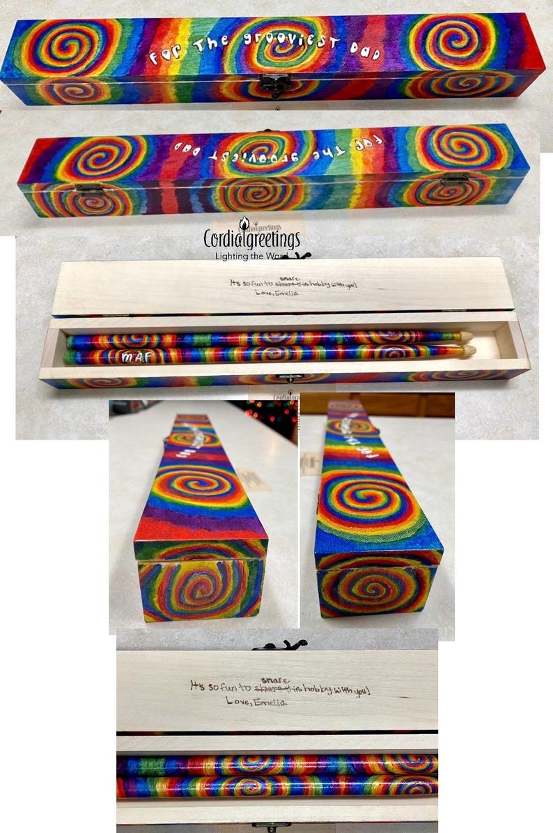 Drumstick box set – drumstick box - drumstick case – customized drumsticks - grad gift - drummer gift -5 yr anniv.- retirement- fathers day image 14