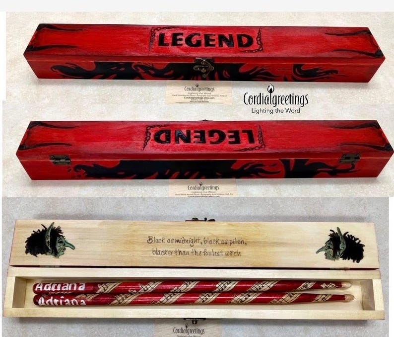 Drumstick box set – drumstick box - drumstick case – customized drumsticks - grad gift - drummer gift -5 yr anniv.- retirement- fathers day image 11