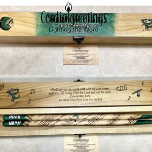 Drumstick box set – drumstick box - drumstick case – customized drumsticks - grad gift - drummer gift -5 yr anniv.- retirement- fathers day image 13