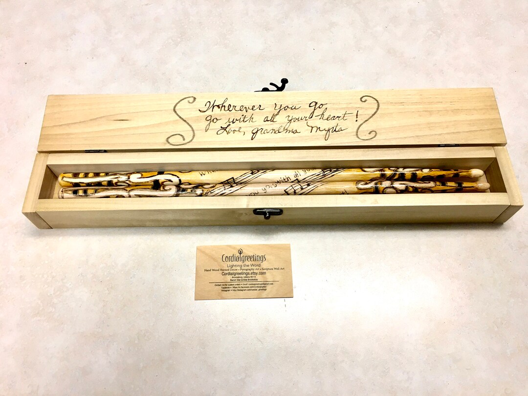 Drumstick Box Set Drumstick Box Drumstick Case Customized Drumsticks Grad Gift Drummer Gift 5 Yr
