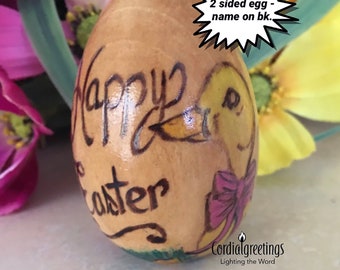 Personalized Easter egg - duckling egg - Easter gift for kids - hand painted easter egg - wooden easter egg - easter gift - christian gift