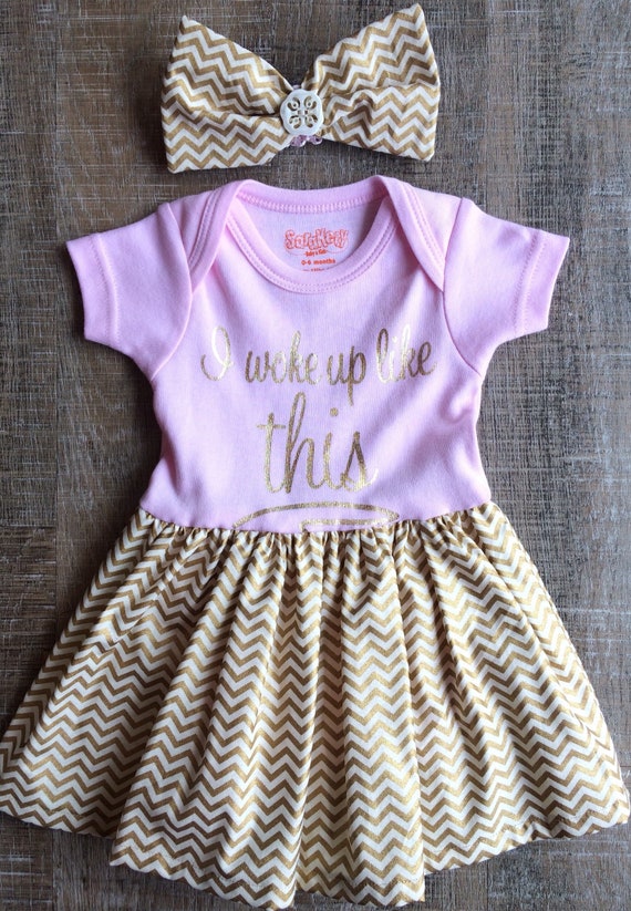 pink and gold baby dress