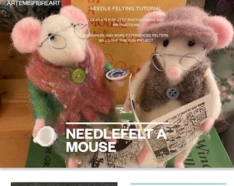 Mouse Pattern/Mouse Needle felting tutorial/Needle felt a mouse/Mouse Download PDF/Needle felt download/Needle felt Mouse instructions