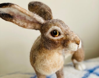 Hare Sculpture/Made to order/Felt Rabbit/Felt Animals/Jack Rabbit/Needle Felted Hares/Felted Hare/OOAK Hare sculpture/Needle Felted Hare