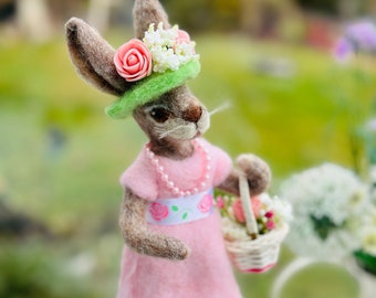 Rabbit doll/Spring Hare/Hare doll/Needle felted Bunny/Felt rabbit/Felt Hare/Needle felt animal/Felted Rabbit/Rabbit Ornament/Handmade Rabbit