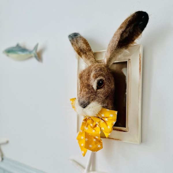 Rabbit/OOAK Needle felt Rabbit/Faux Taxidermy Rabbit/March hare/Needle felted Hare/Hare Gift/Felted Hare/Faux Taxidermy sculpture/Hare