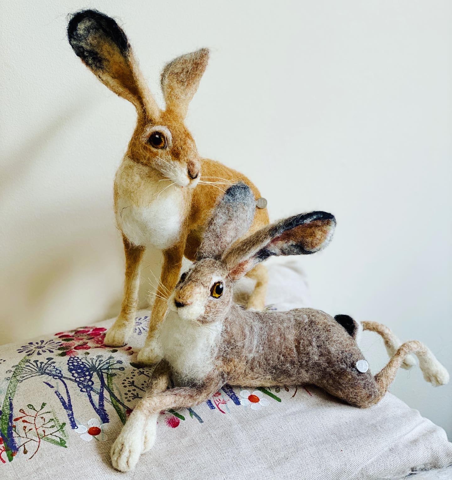 Hare Art Sculpture: Needle Felted Rabbit, Needle Felt Hare Sculpture ...