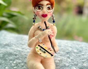 Artist Doll/Calendar Girl Doll/Collectible Art Doll/Art Doll/Needle Felted Sculpture/Artist sculpture/Felt Doll/Needle Felt Doll /OOAK doll