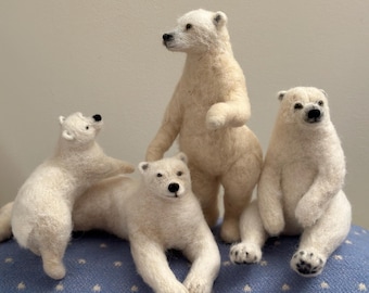 Needle Felted Polar Bear Sculpture: British Wool Ornament