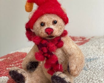 Teddy Bear/Needle Felted Teddy Bear/Made to Order/Bear Ornament/Baby Teddy Bear/Xmas Bear/Needle Felted Animal