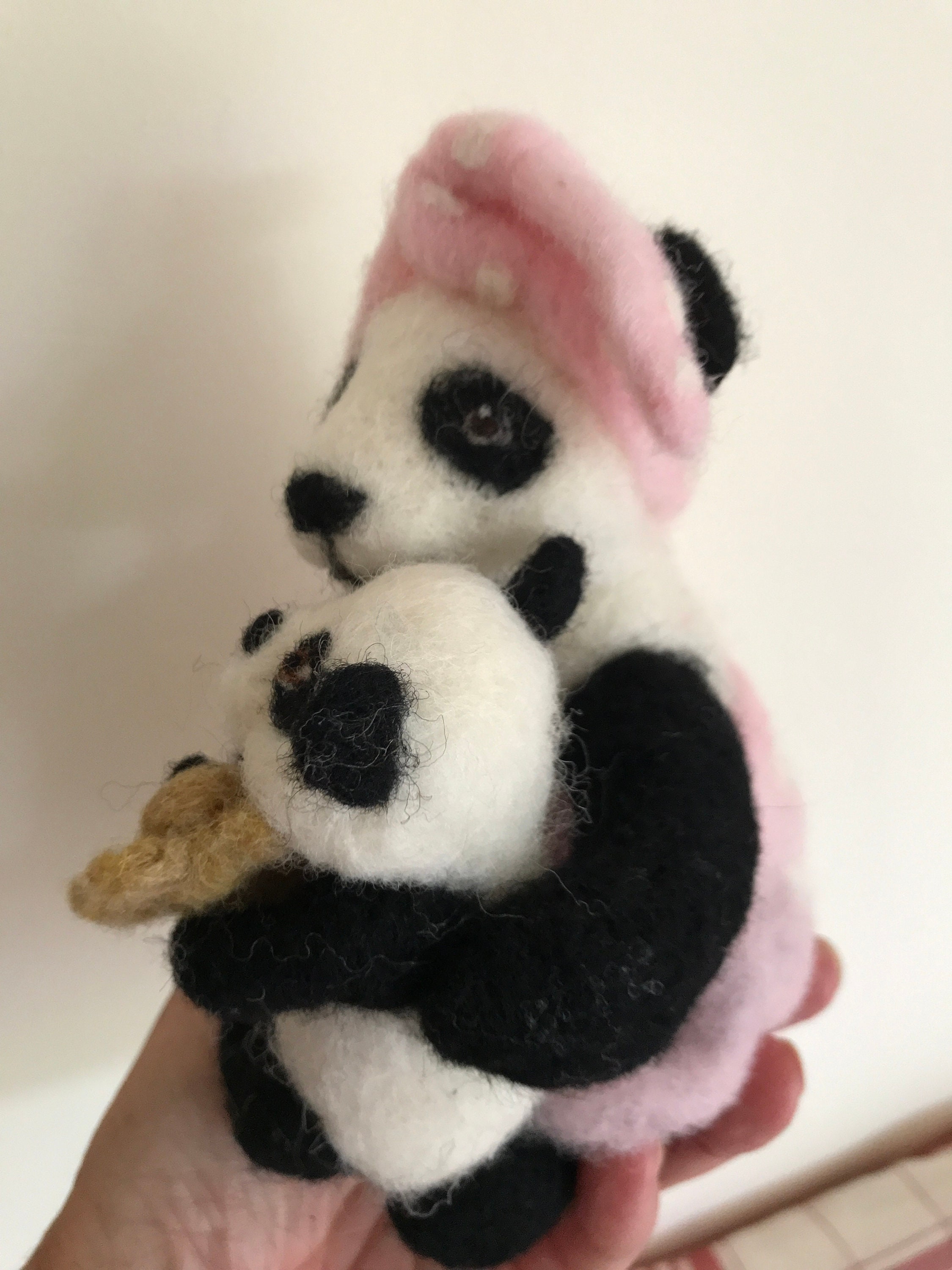 Panda/Needle felted Pandas/Mom and Baby Pandas/Bear Gift/Panda Etsy
