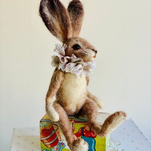Hare Doll/Spring Hare/Needle Felted Hare/Felted Hare/Felted Jack Rabbit/Hare Sculpture/Hare Ornament/Rabbit doll/Spring Hare/Jointed Rabbit