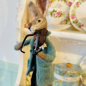 Musical Hare Doll : Needle Felted Rabbit, Hare Wool Sculpture With ...