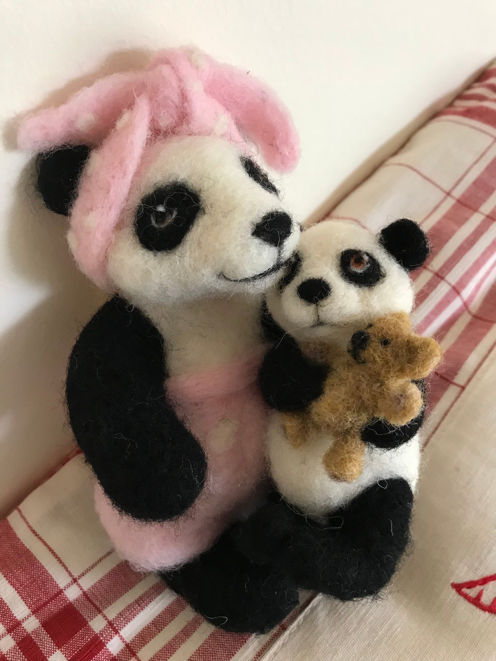 Panda/Needle felted Pandas/Mom and Baby Pandas/Bear Gift/Panda Etsy