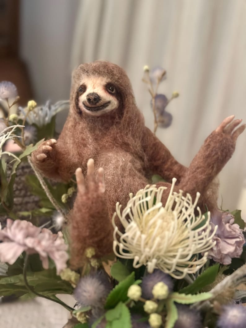 OOAK Needle Felted Sloth Sculpture – Made to Order Handmade Wool Sloth ...