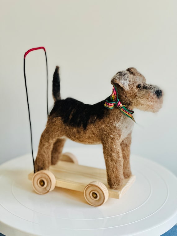 Dog on Wheels needle Felted Terrier terrier Art pushalong Dog model Dogs dog Decor terrier Lover Gift dog Ornament vintage Felted Dog Etsy Canada