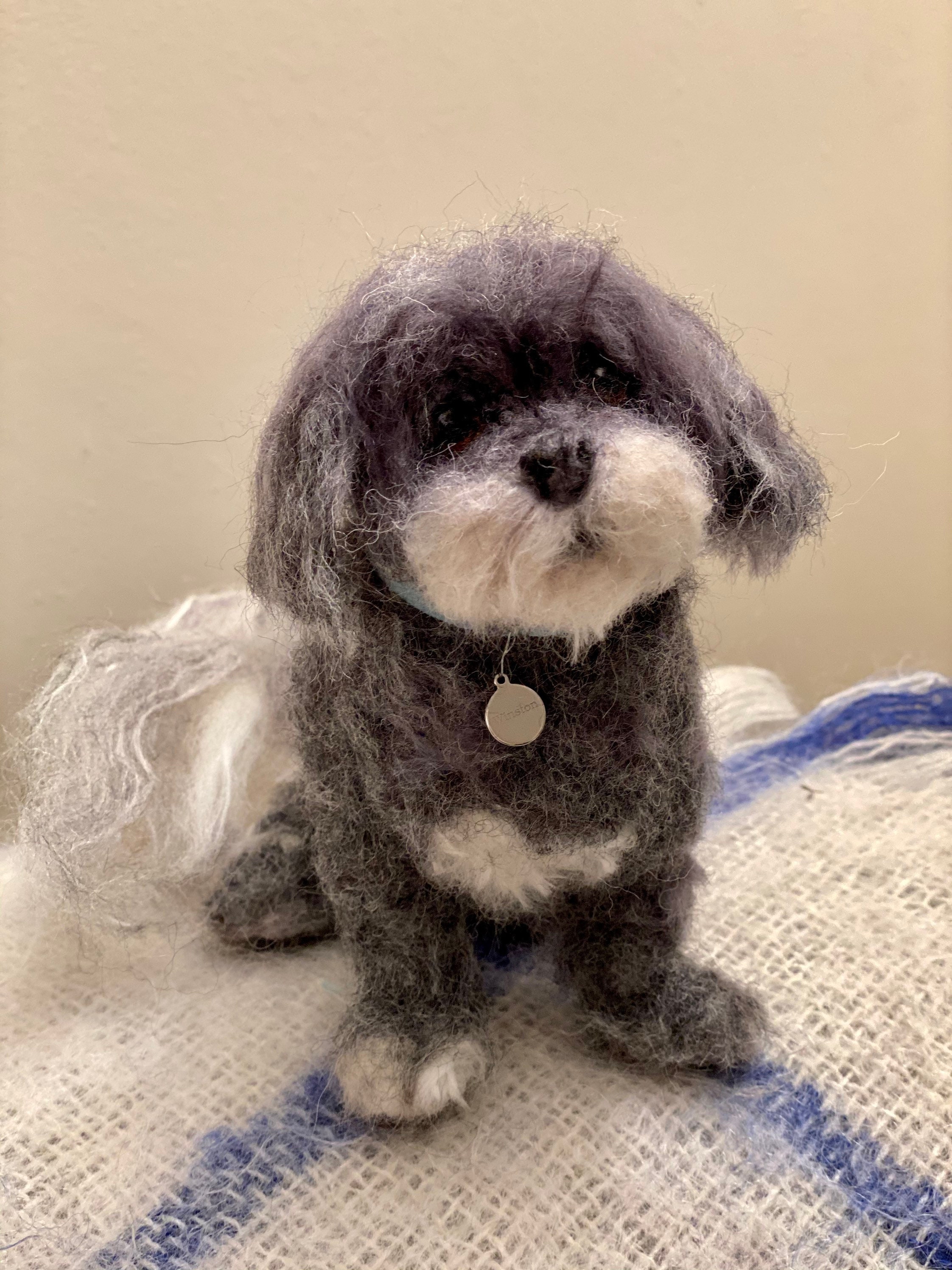 Shih Tzu Yorkie Mix Needle Felted Dog Sculpture Pet Replica Dog Memory Pet  Portrait Personalized Wool Figurine Wool Art Toys 