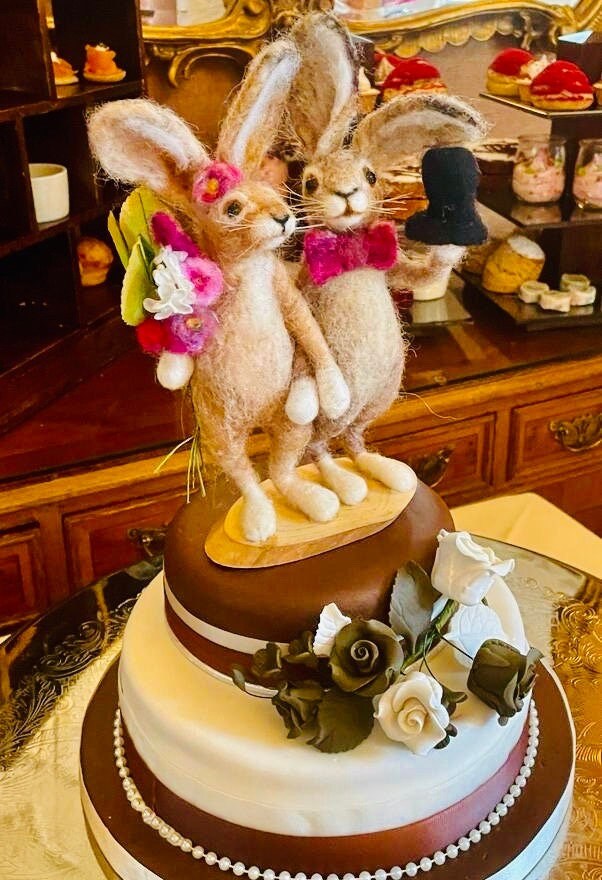 Wedding Toppers Rabbit Wedding Cake Topper/needle Felted Hares/animal Cake Topper/anniversary ...