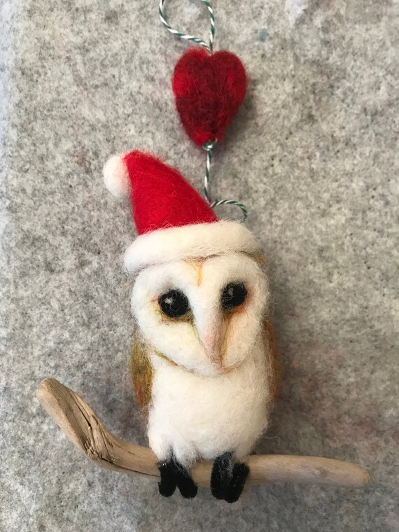 Owl Ornament Xmas Owl Needle Felted Bird Owl Gift Bird Lover Etsy