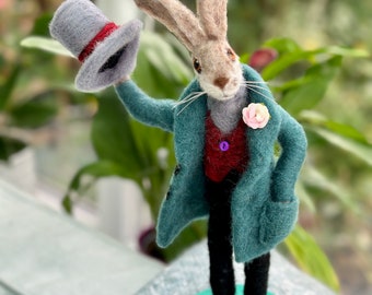 Gentleman Hare/Hare doll/Rabbit Art Doll/Rabbit doll/Needle felted rabbit/Felt Hare/Needle felted animal/Felted Bunny Rabbit/Rabbit Ornament