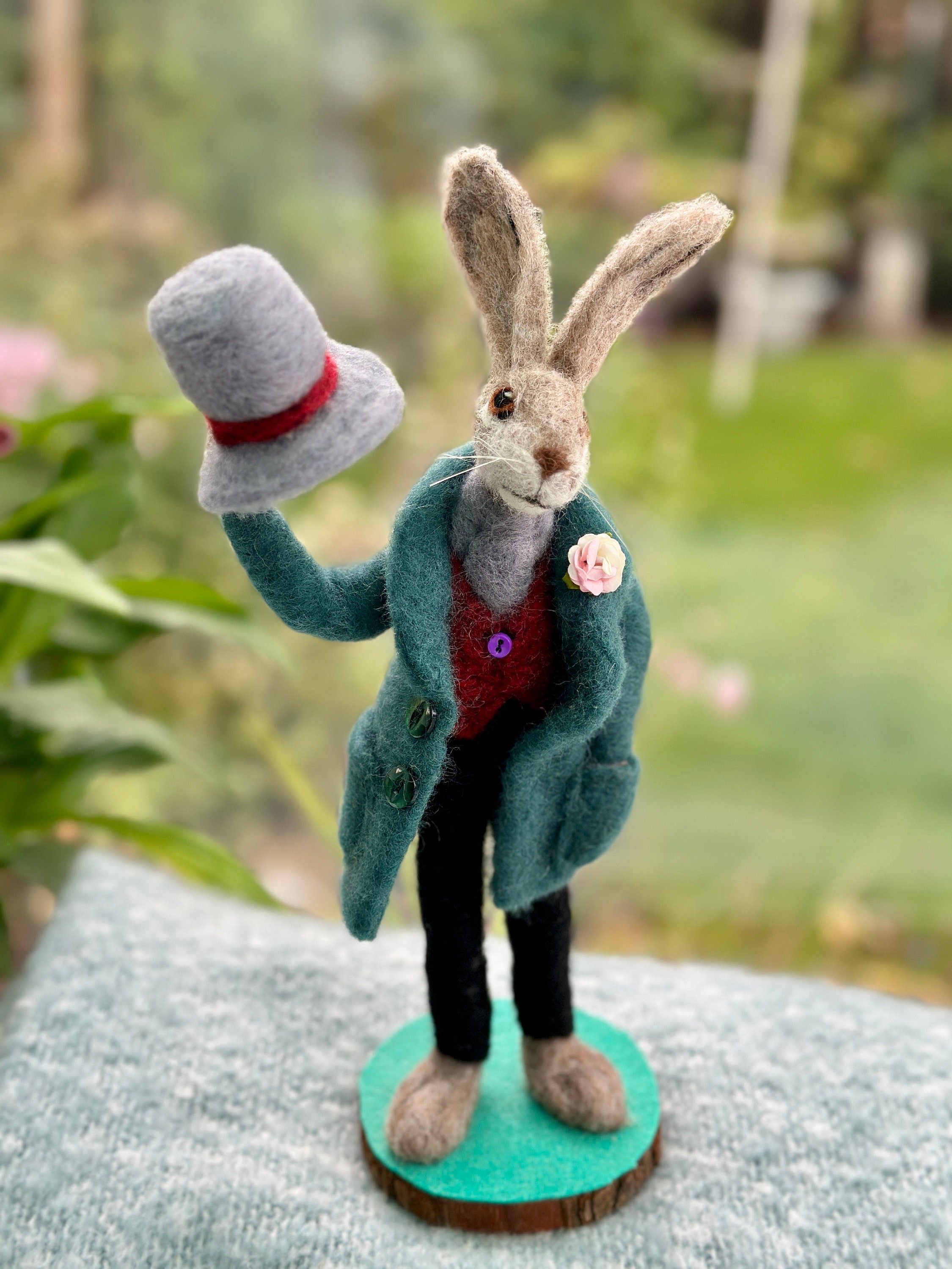 Needle Felted Gentleman Hare : Felted Rabbit With Top Hat, Rabbit Doll ...