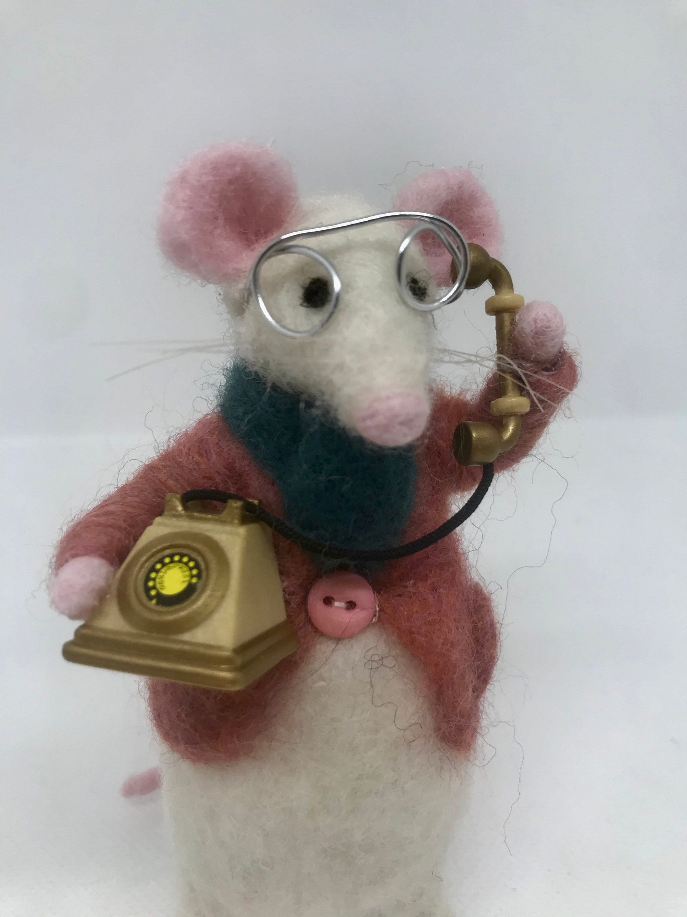 Mice, Needle Felt Mouse, Mouse Ornament, Felt Mice, Needle Felted Animal,  White Mouse, Needle Felted Mice, Animal Miniatures 
