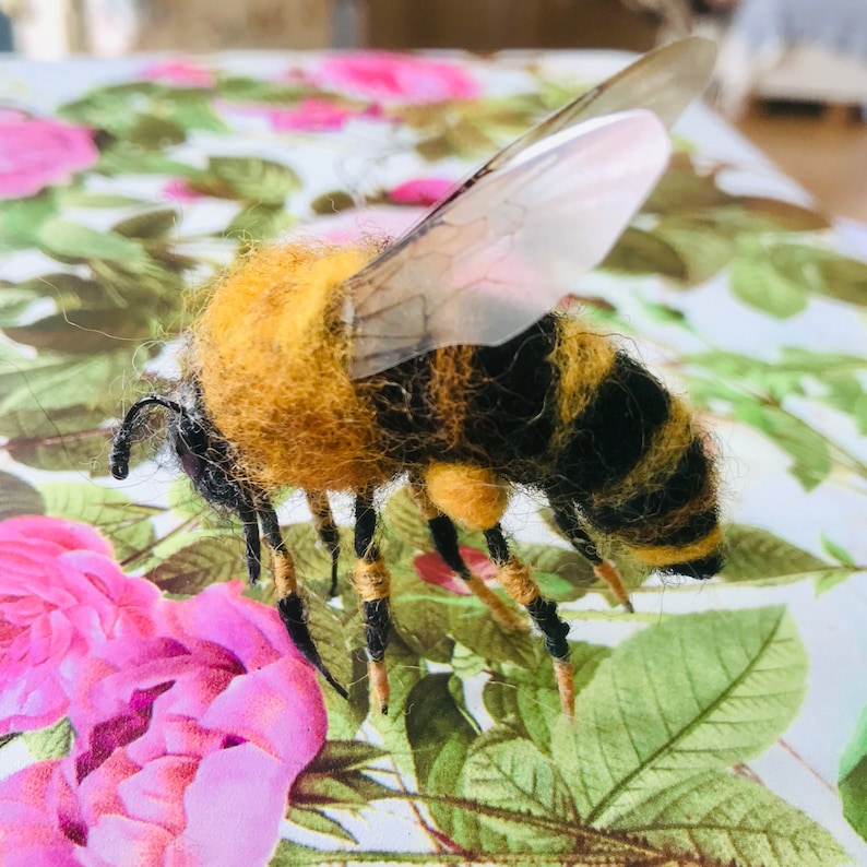 Honey Bee/needle Felted Honey Bee/bee Art/bee/bee Ornament/bee Etsy