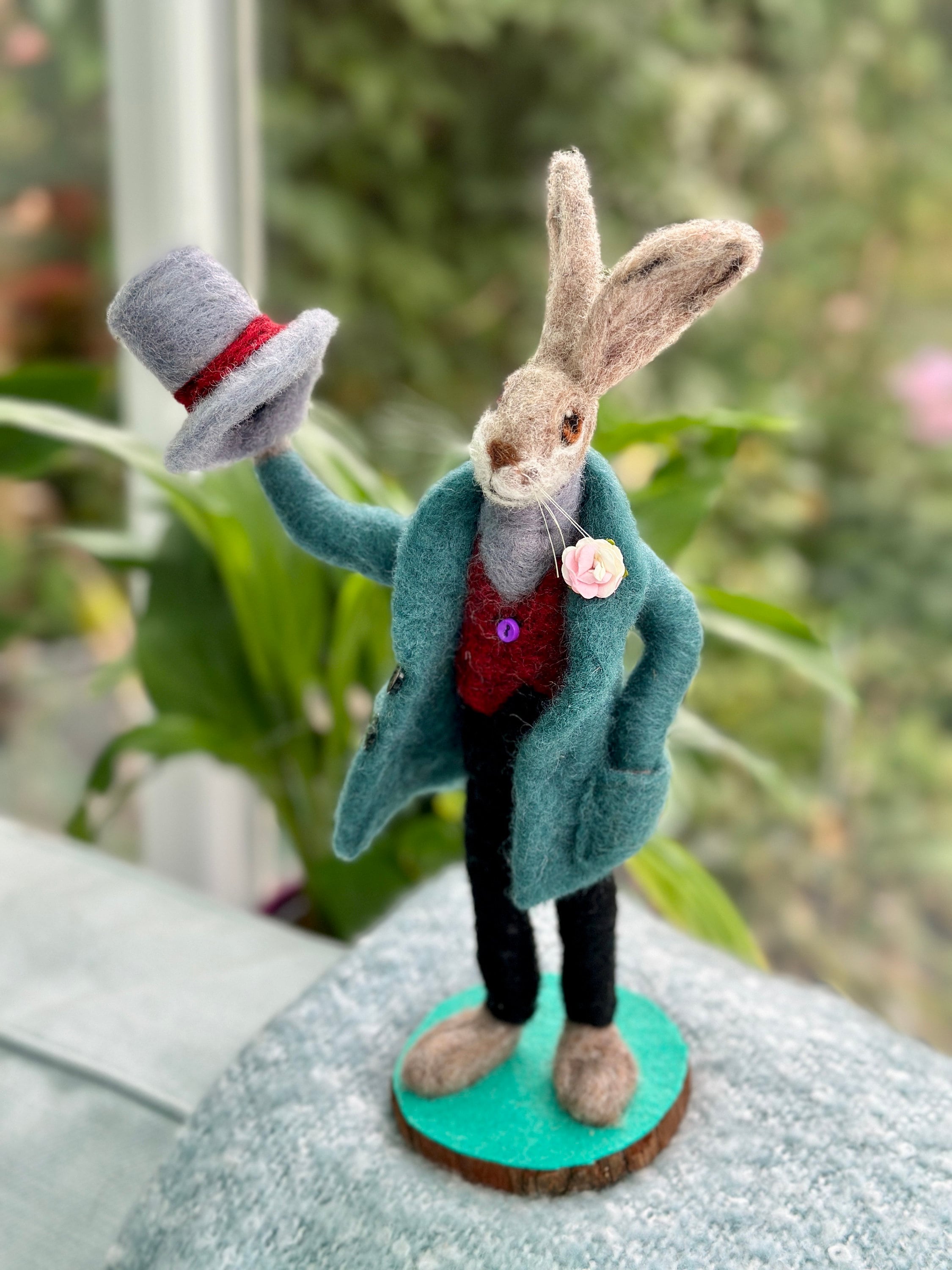 Needle Felted Gentleman Hare : Felted Rabbit With Top Hat, Rabbit Doll ...