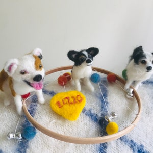 Pet Portrait/Crib Mobile/OOAK Baby Mobile/Dogs Crib Mobile/Custom Made Dog Mobile/Needle Felted Cot Mobile/Baby Shower Gift/Newborn Gift