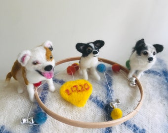 Pet Portrait/Crib Mobile/OOAK Baby Mobile/Dogs Crib Mobile/Custom Made Dog Mobile/Needle Felted Cot Mobile/Baby Shower Gift/Newborn Gift