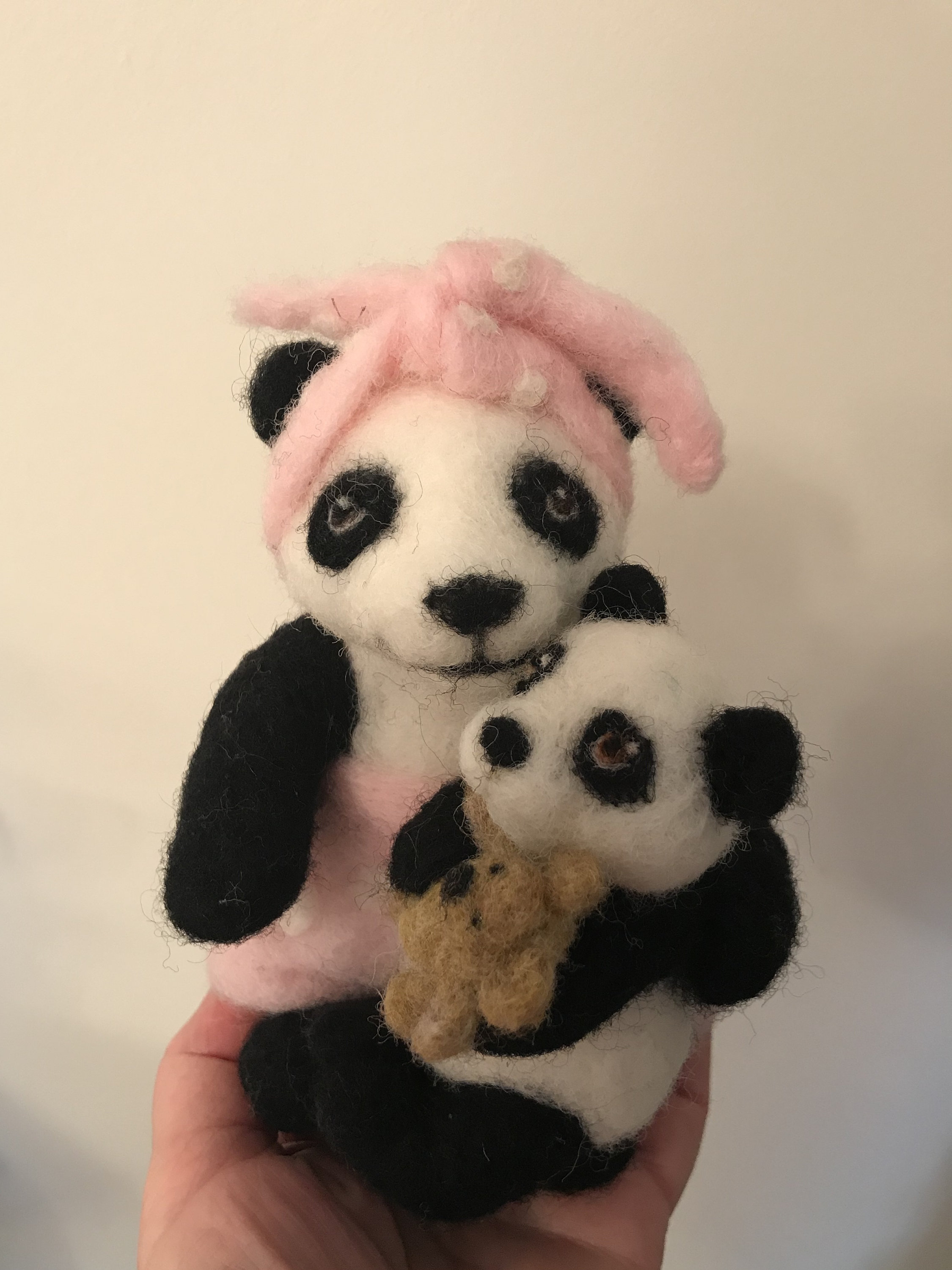 Panda/Needle felted Pandas/Mom and Baby Pandas/Bear Gift/Panda Etsy