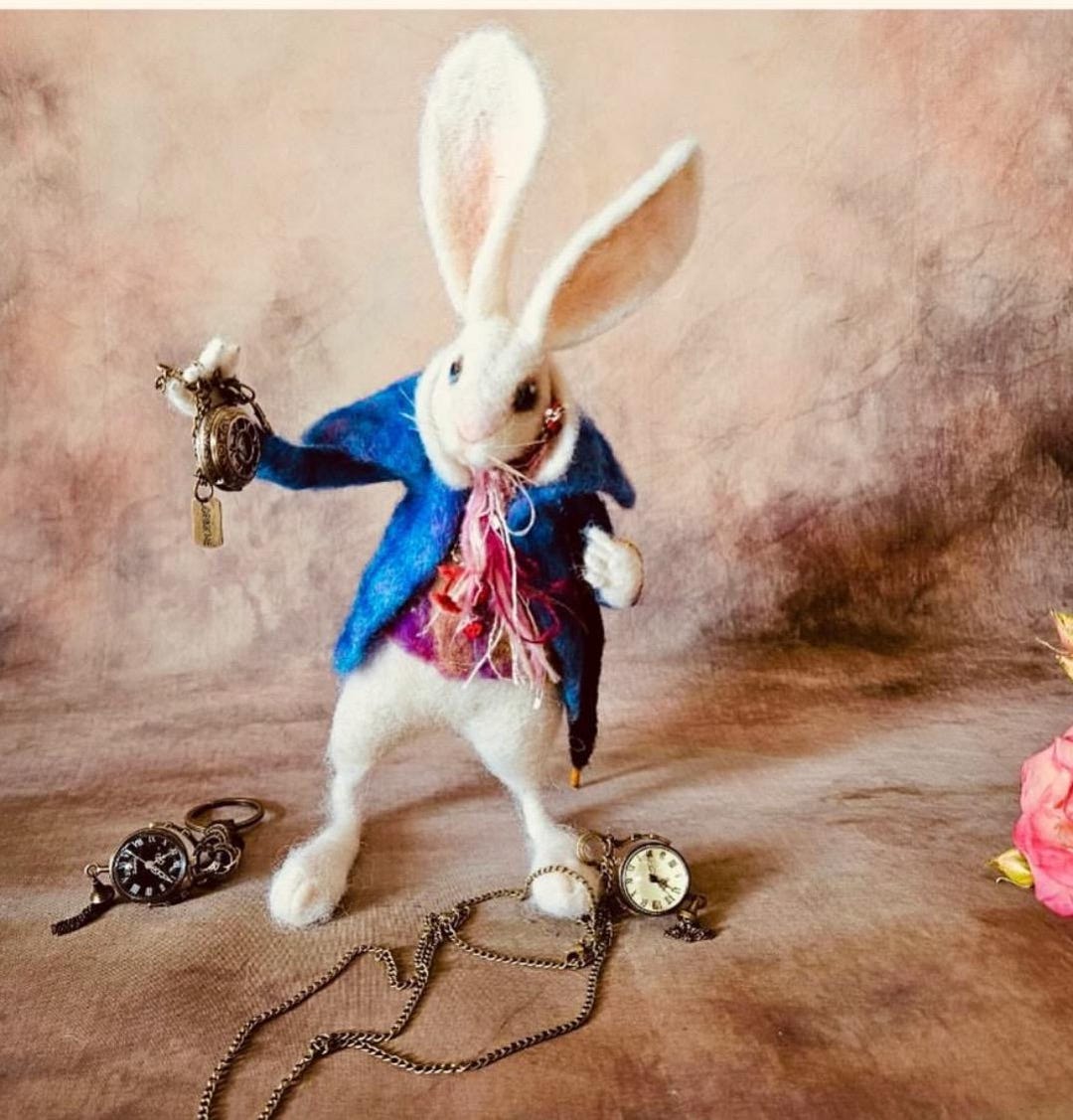 Needle Felted White Rabbit – Victorian Bunny Figurine – OOAK Storybook ...