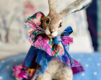 Art Hare Doll/Dandy Hare/Rabbit Doll/Mixed media Rabbit/OOAK Art Doll/Rabbit Sculpture/Hare Gift/NeedleFelt Rabbit/Felted Hare/Hare Ornament