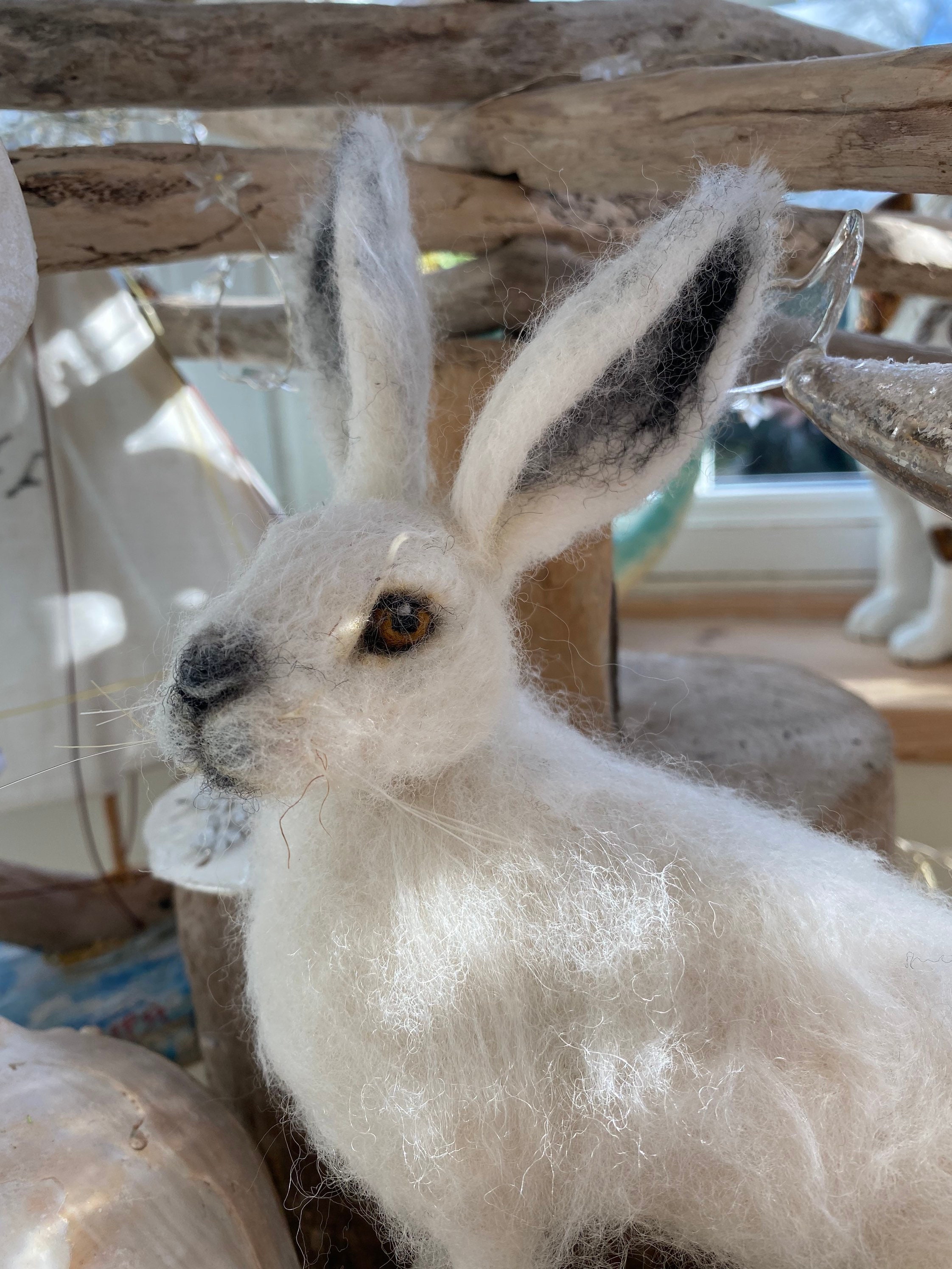wool felt arctic hare Needle felted Mountain Hare realistic animal