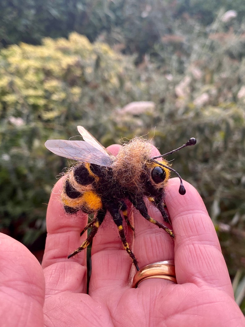 Honey Bee/needle Felted Honey Bee/bee Art/bee/bee Ornament/bee Etsy