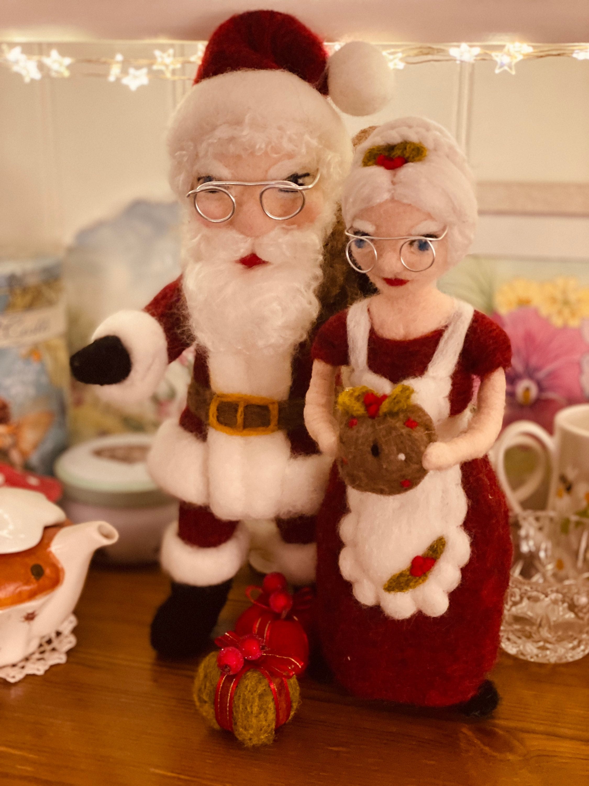 Santa Dolls mr and Mrs Claus needle Felted Santas santa Sculptures