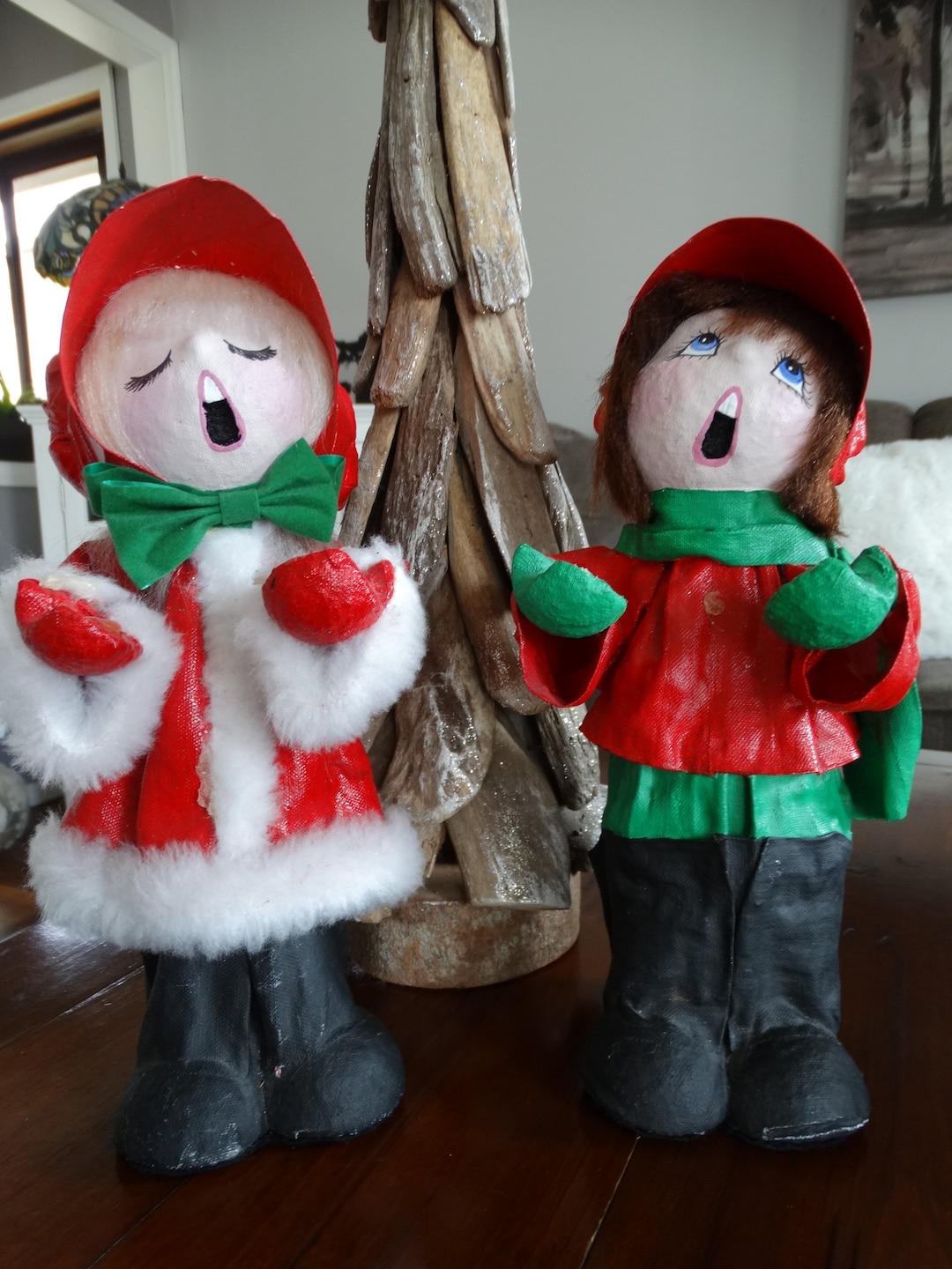 Paper Mache Christmas Carolers 