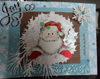 Peeking Santa hand made Christmas Card