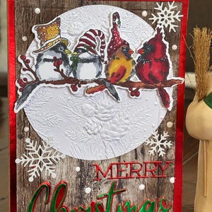 Carte d'oiseau de Noël faite main