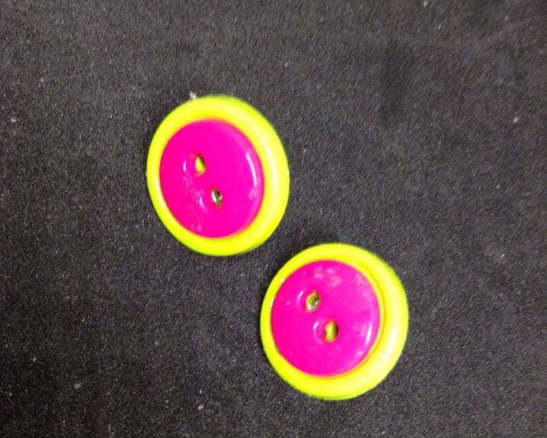 Pink-On-Green Button Earrings