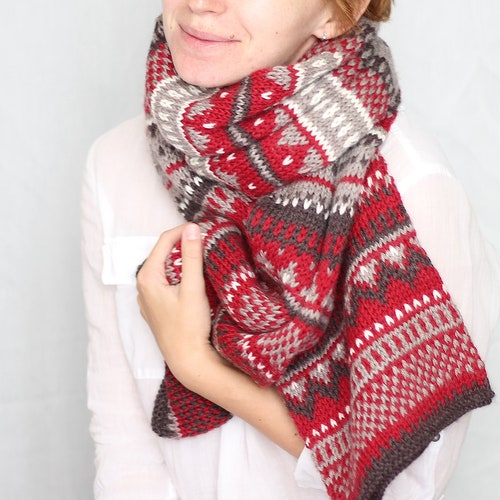 Snowflakes Scarf Knitting Pattern Etsy