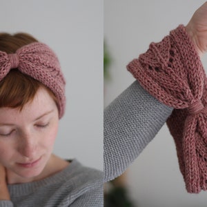 Knitting pattern Reversible Lace Headband Ear Warmer image 3