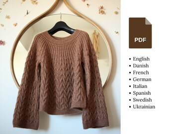 Knitting pattern - Purpurea light - Modern pullover with cables