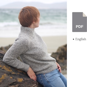 Knitting pattern - Unisex Classic Raglan Pullover with Ribbed Turtleneck - Donegal Pullover