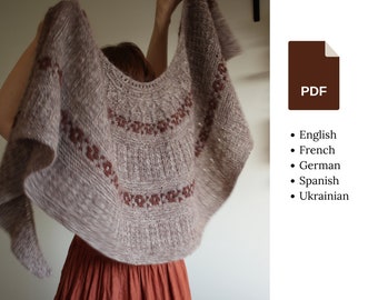 Knitting pattern - Laneus shawl - knit shawl, crescent shape wrap