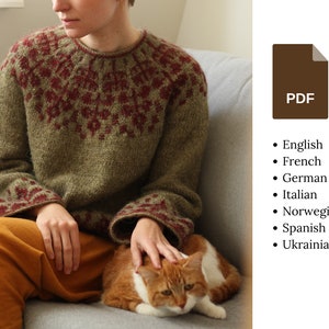 Knitting pattern - Florarium sweater - Floral fair isle colour work pullover