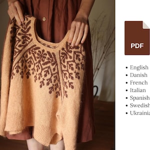 Knitting pattern - Candelaria blouse - Floral colour work blouse