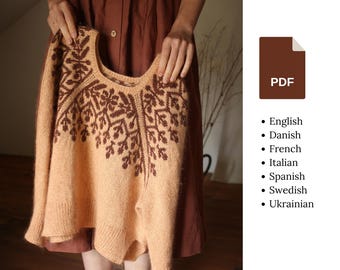 Knitting pattern - Candelaria blouse - Floral colour work blouse