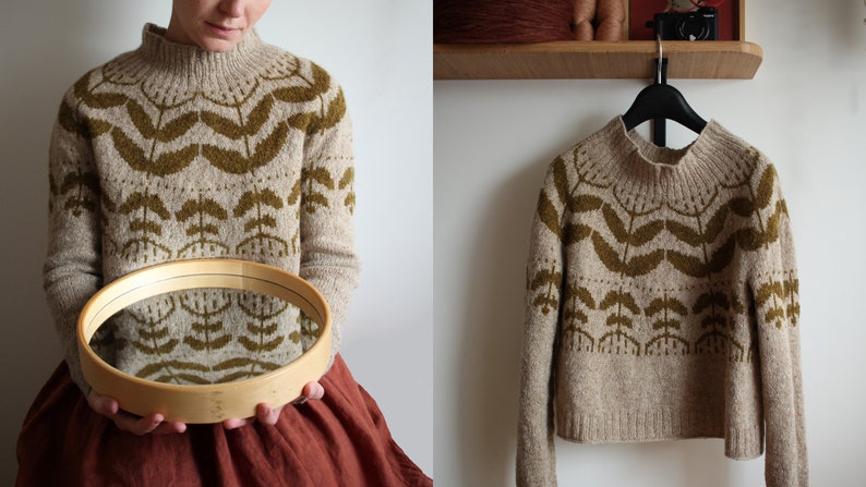 Knitting pattern Polina pullover Floral colour work pullover image 10